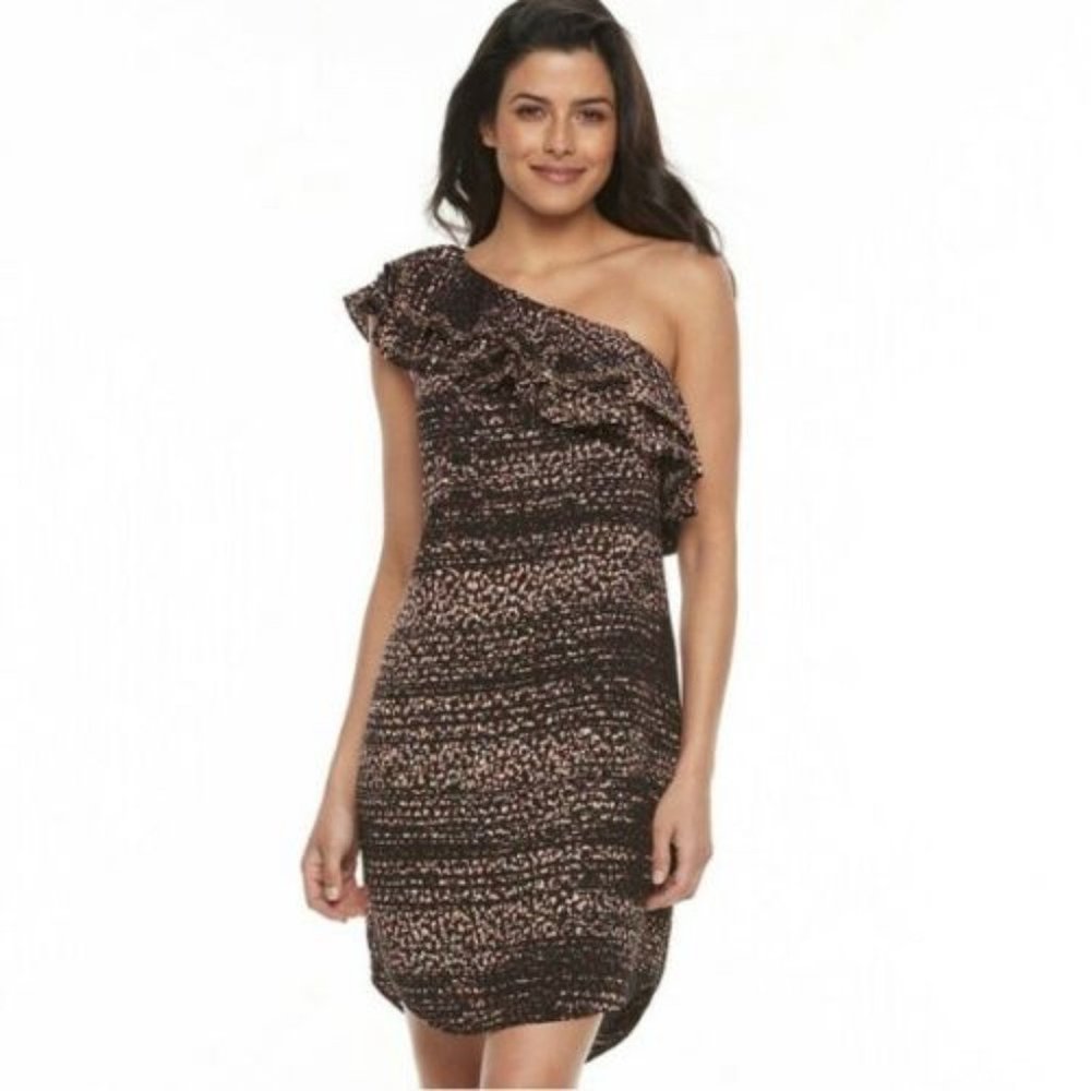 NWT APT. 9 One Shoulder Embroidered Ruffle Dress